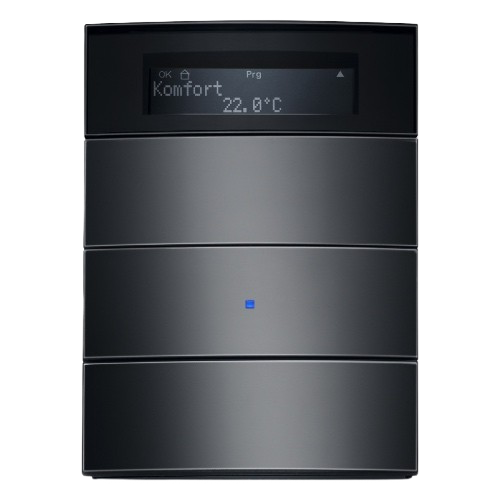 Berker B.IQ Push Button Thermostat Glass Black