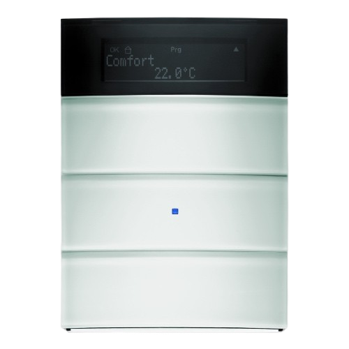 Berker B.IQ Push Button Thermostat Glass Polar White